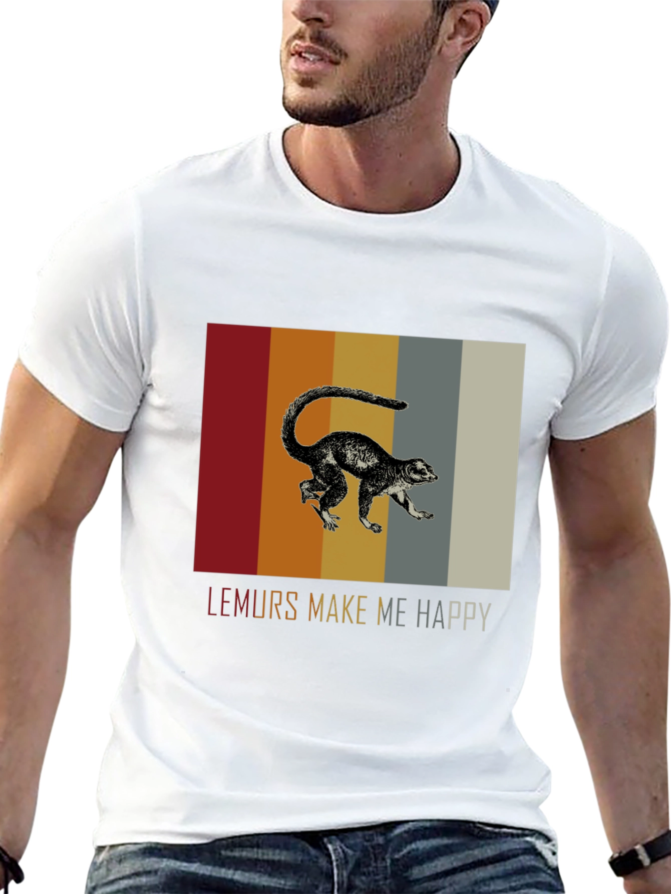 Lemurs Make Me Happy Graphic Tee - Black
