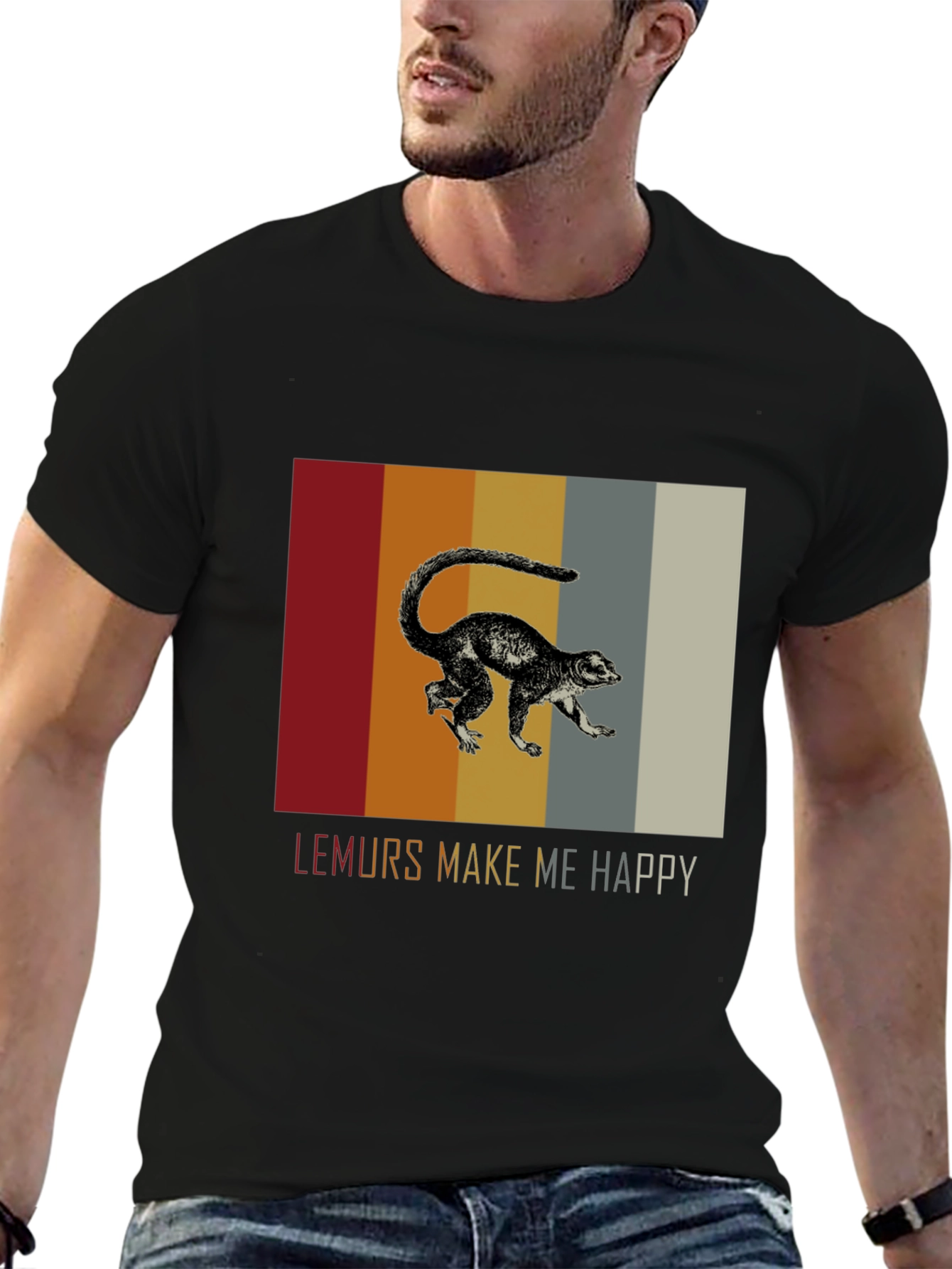 Lemurs Make Me Happy Graphic Tee - Black