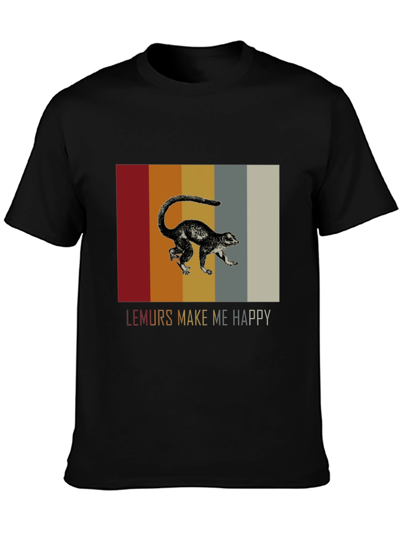 Lemurs Make Me Happy Graphic Tee - Black