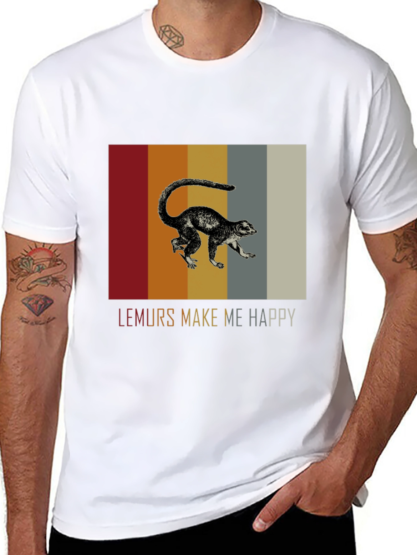 Lemurs Make Me Happy Graphic Tee - Black