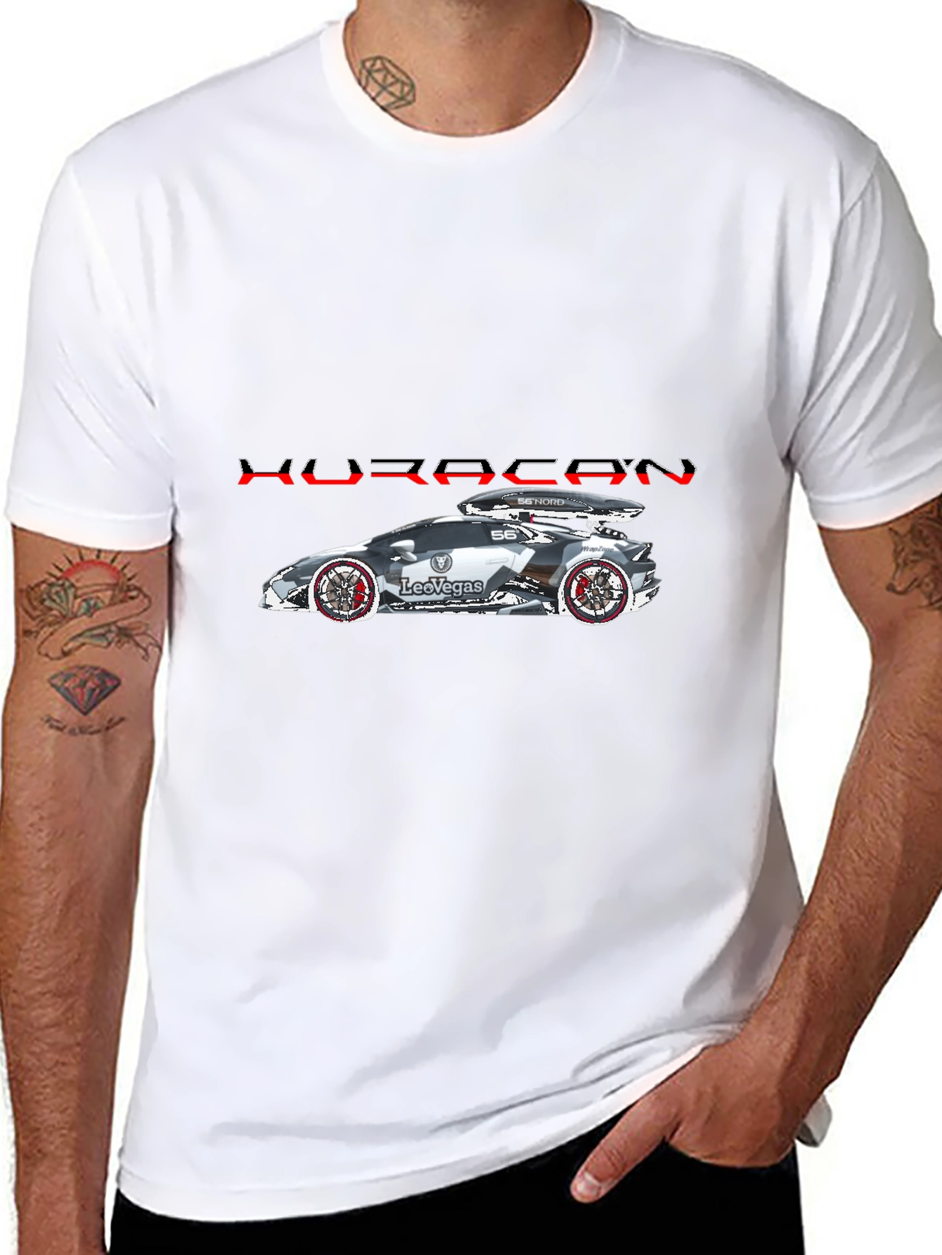 Huracan Car Graphic Black T-Shirt