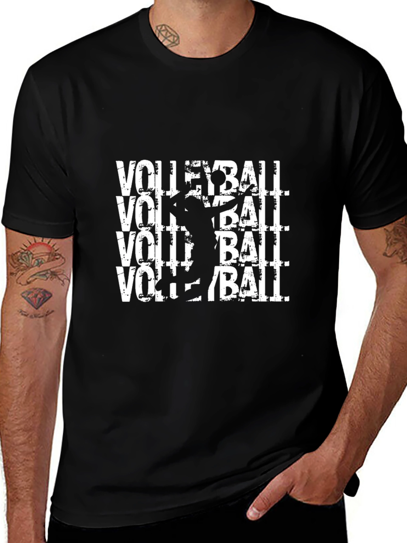 Volleyball Player Graphic Black T-Shirt