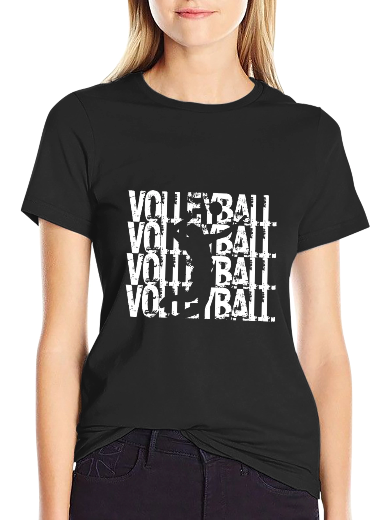 Volleyball Player Graphic Black T-Shirt