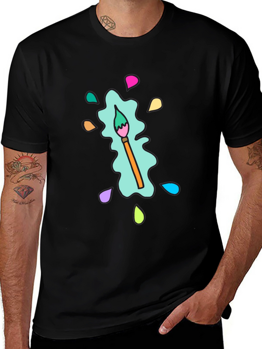 Paint Splatter Brush Tee - Artistic & Casual
