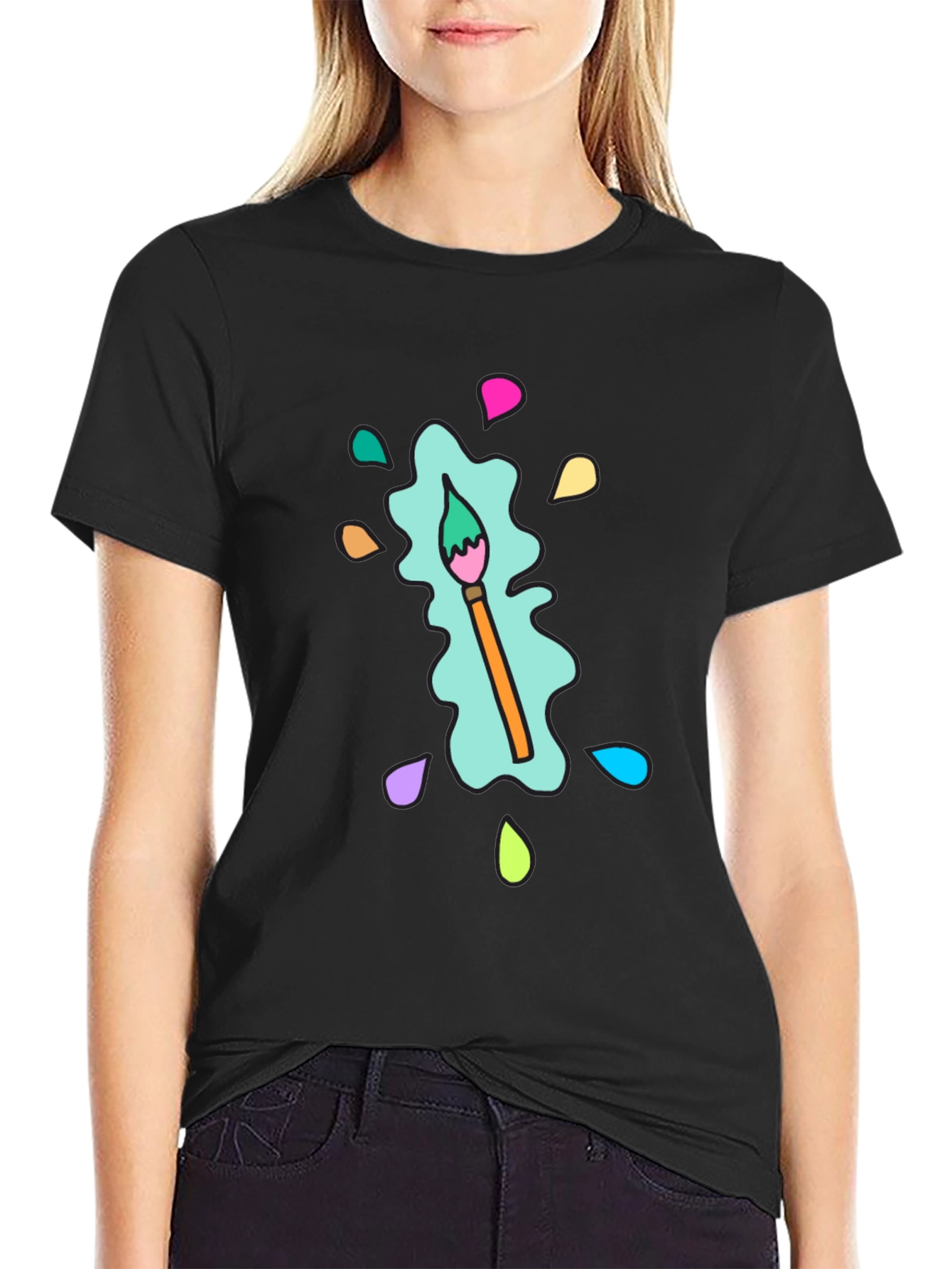 Paint Splatter Brush Tee - Artistic & Casual