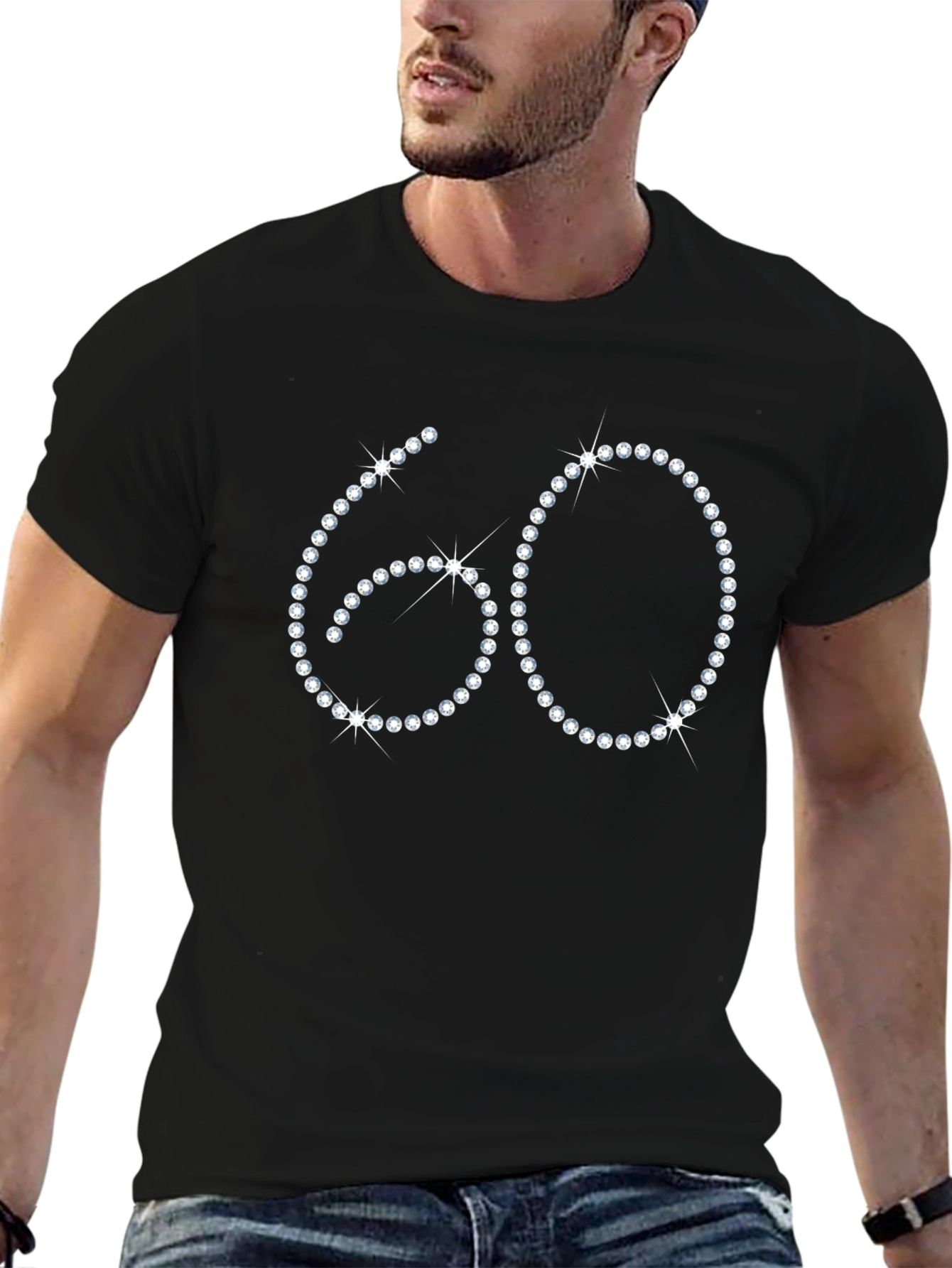 60th Birthday Rhinestone T-Shirt - Sparkling Milestone Tee