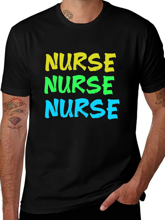 Nurse Colorful Graphic Tee - Black