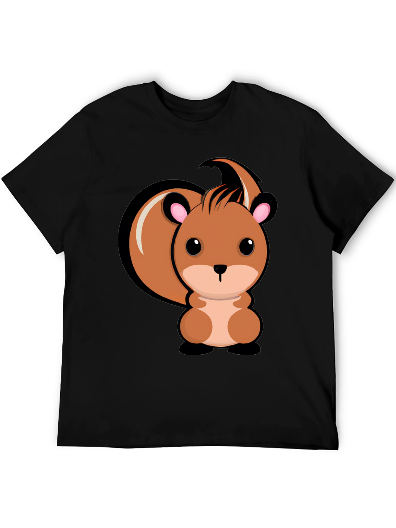 Cute Squirrel Graphic T-Shirt - Black Cotton Tee