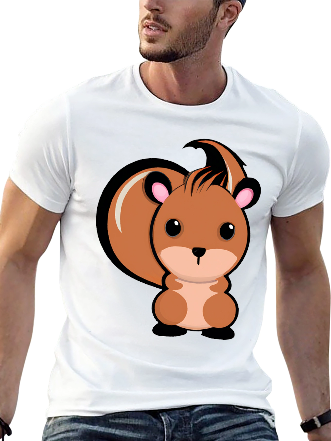Cute Squirrel Graphic T-Shirt - Black Cotton Tee