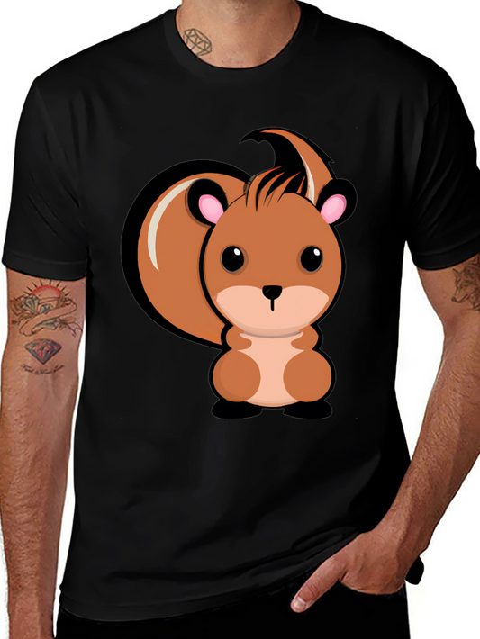 Cute Squirrel Graphic T-Shirt - Black Cotton Tee