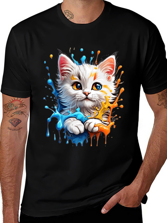 Colorful Cat T-Shirt: Unique Kitten Design