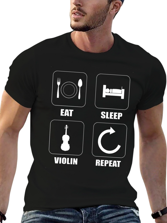 Eat Sleep Violin Repeat Black T-Shirt