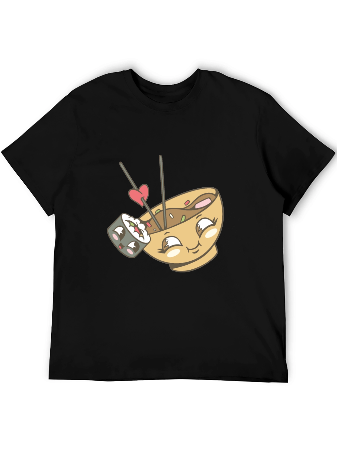 Cute Sushi & Ramen Lover Graphic Tee - Black