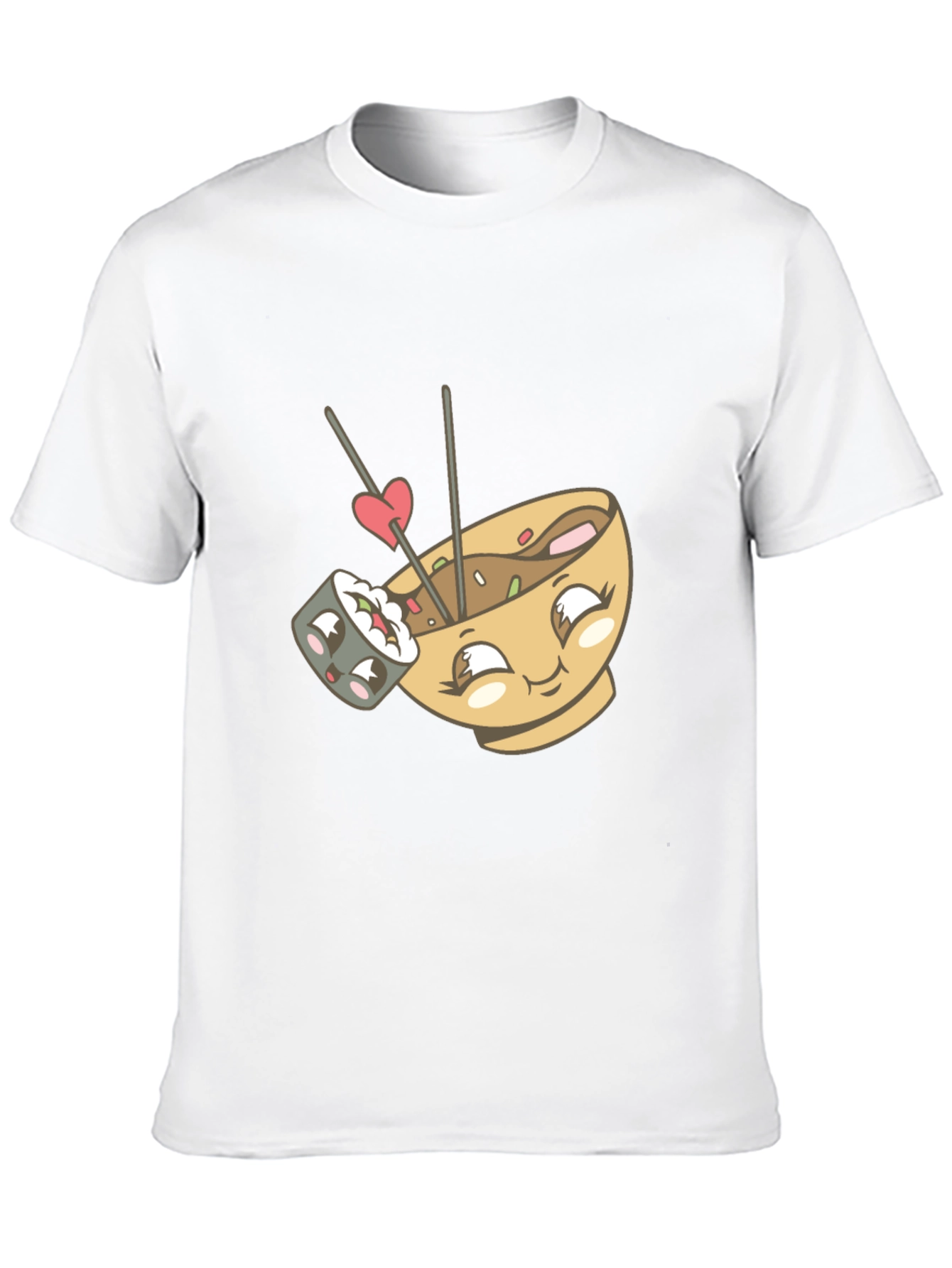Cute Sushi & Ramen Lover Graphic Tee - Black