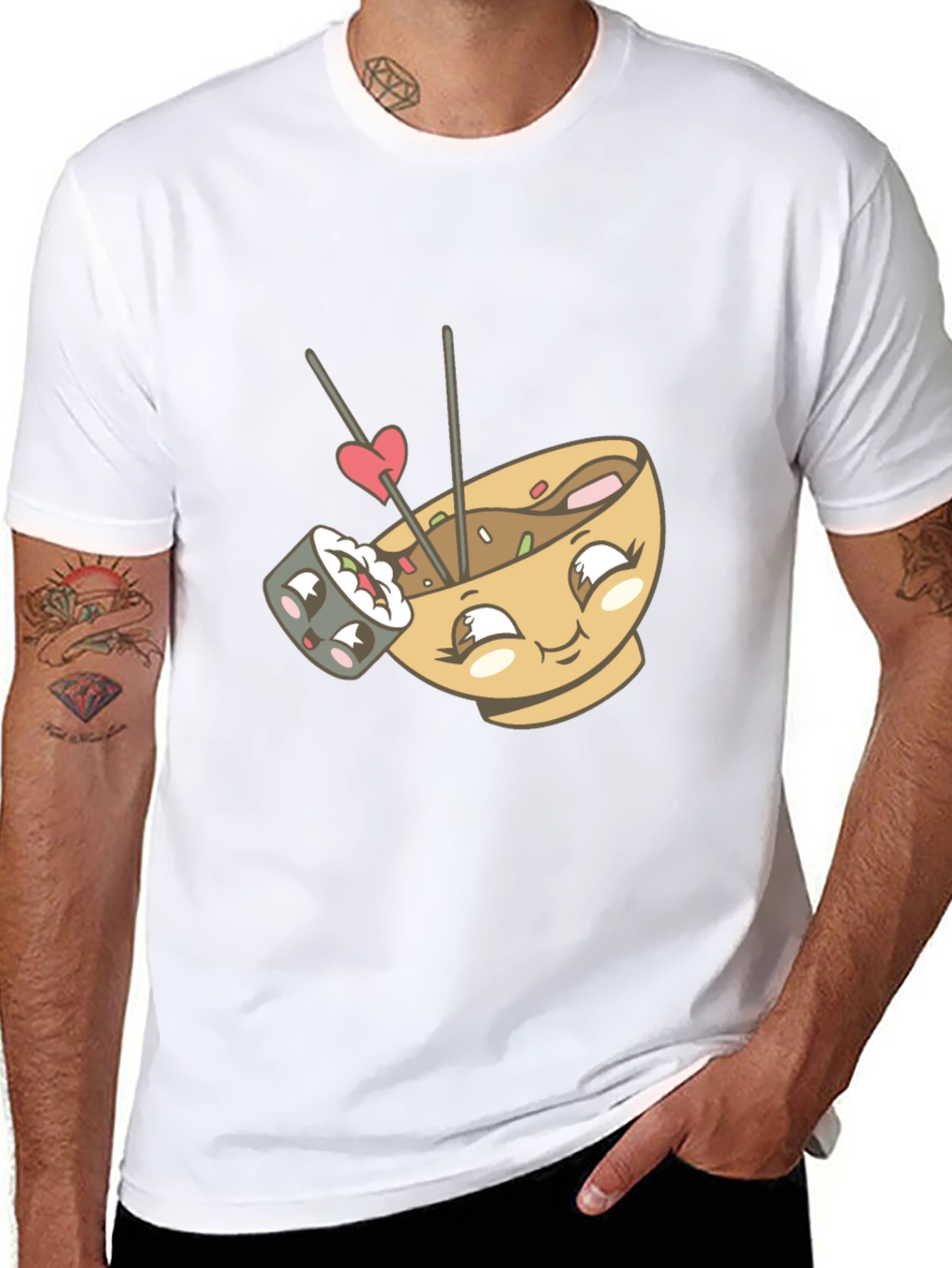 Cute Sushi & Ramen Lover Graphic Tee - Black