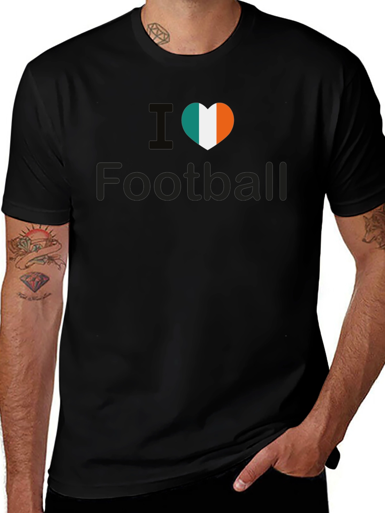 I Love Ireland Football T-Shirt - Black