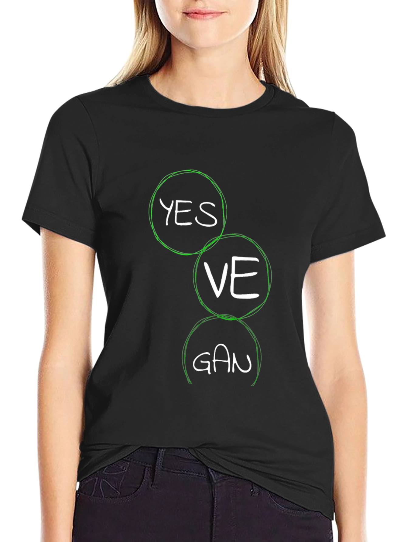 Vegan YES VEGAN Black T-Shirt