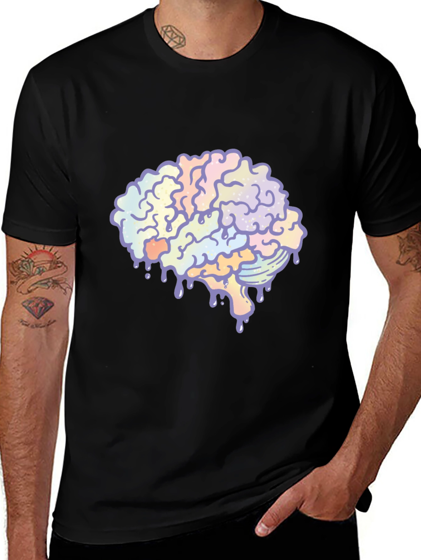 Melting Brain Graphic Tee - Unisex Black T-Shirt