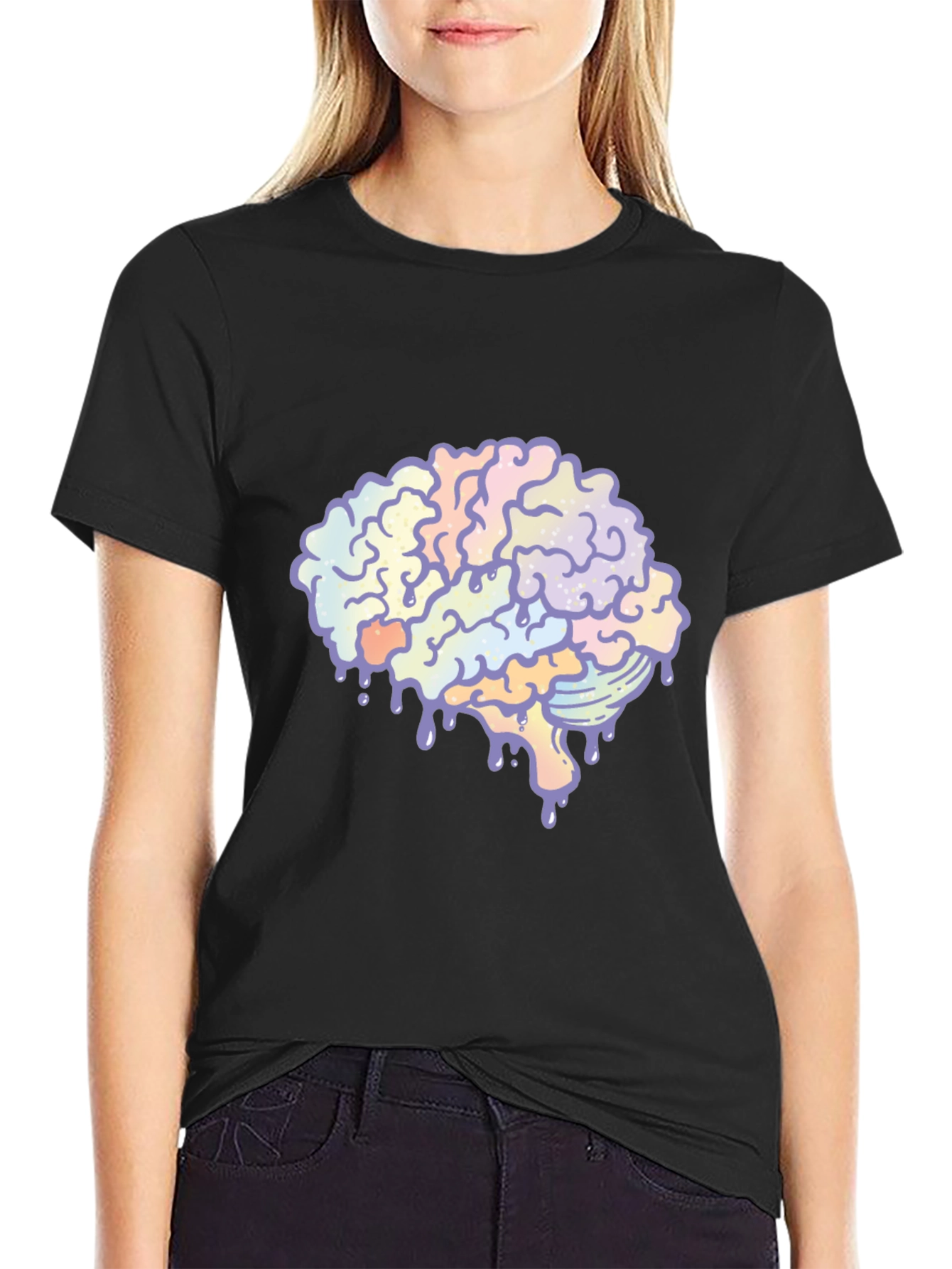 Melting Brain Graphic Tee - Unisex Black T-Shirt