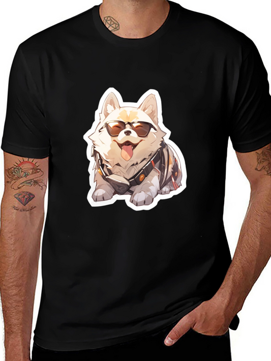 Cool Dog Graphic Tee - Black Cotton Comfort