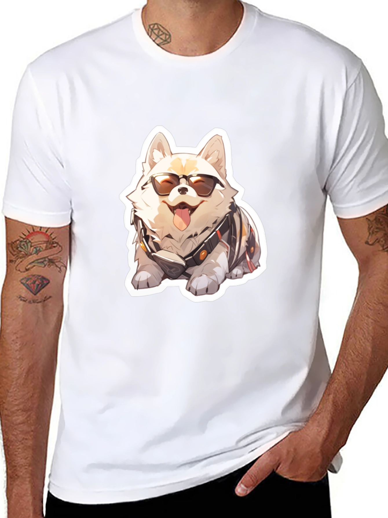Cool Dog Graphic Tee - Black Cotton Comfort