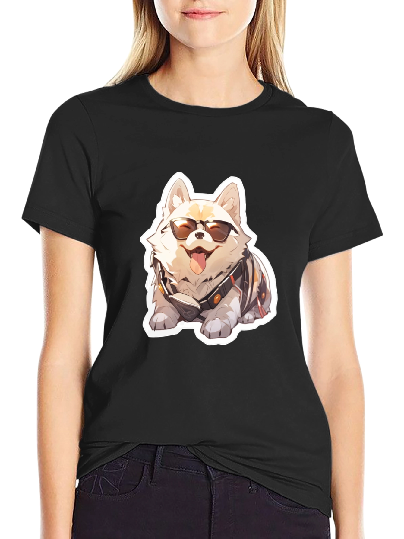 Cool Dog Graphic Tee - Black Cotton Comfort