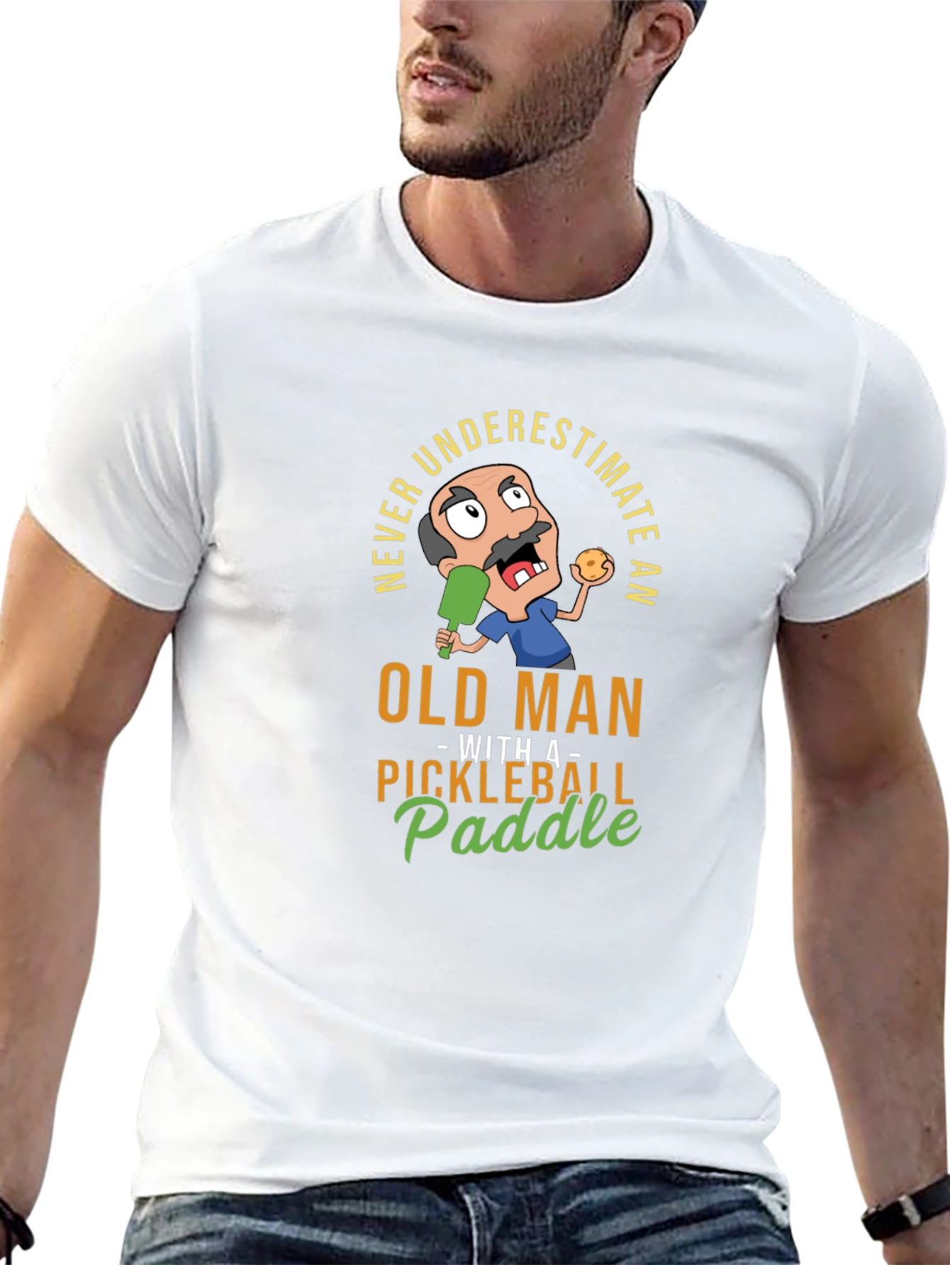 Never Underestimate an Old Man Pickleball T-Shirt