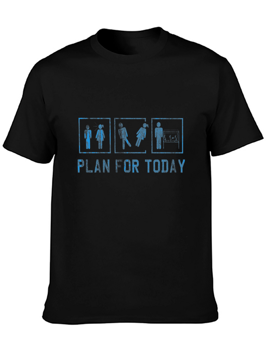 Humorous Plan for Today Graphic Tee - Black