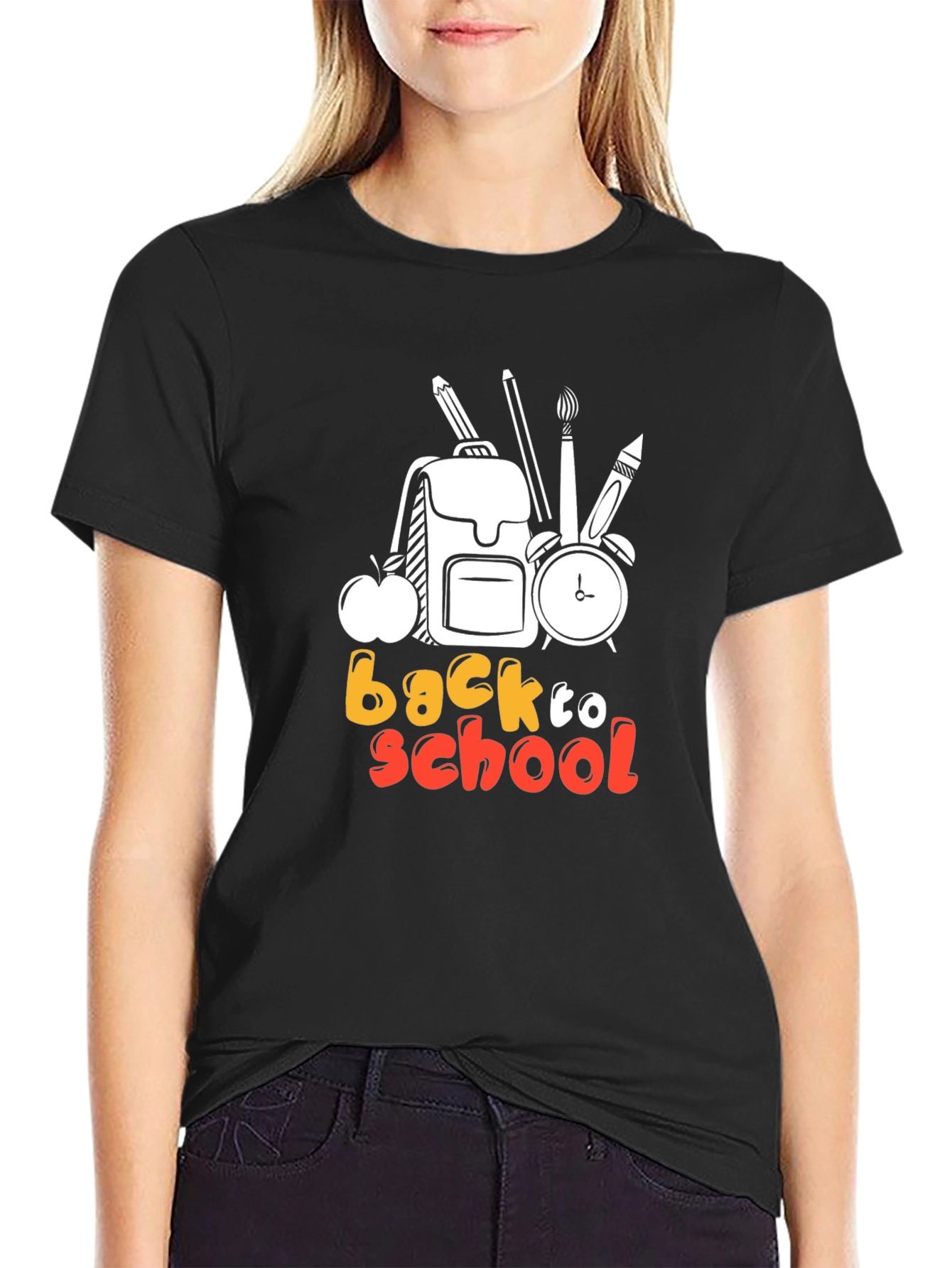 Back to School Graphic Tee - Black Cotton T-Shirt