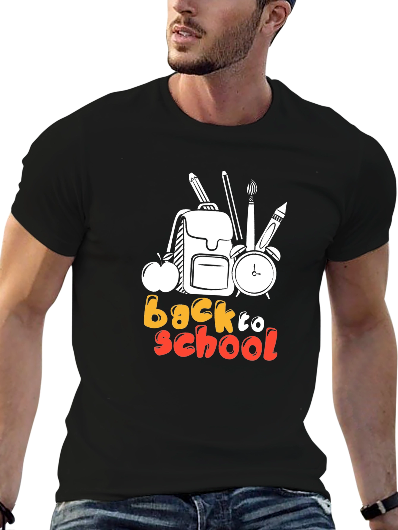 Back to School Graphic Tee - Black Cotton T-Shirt