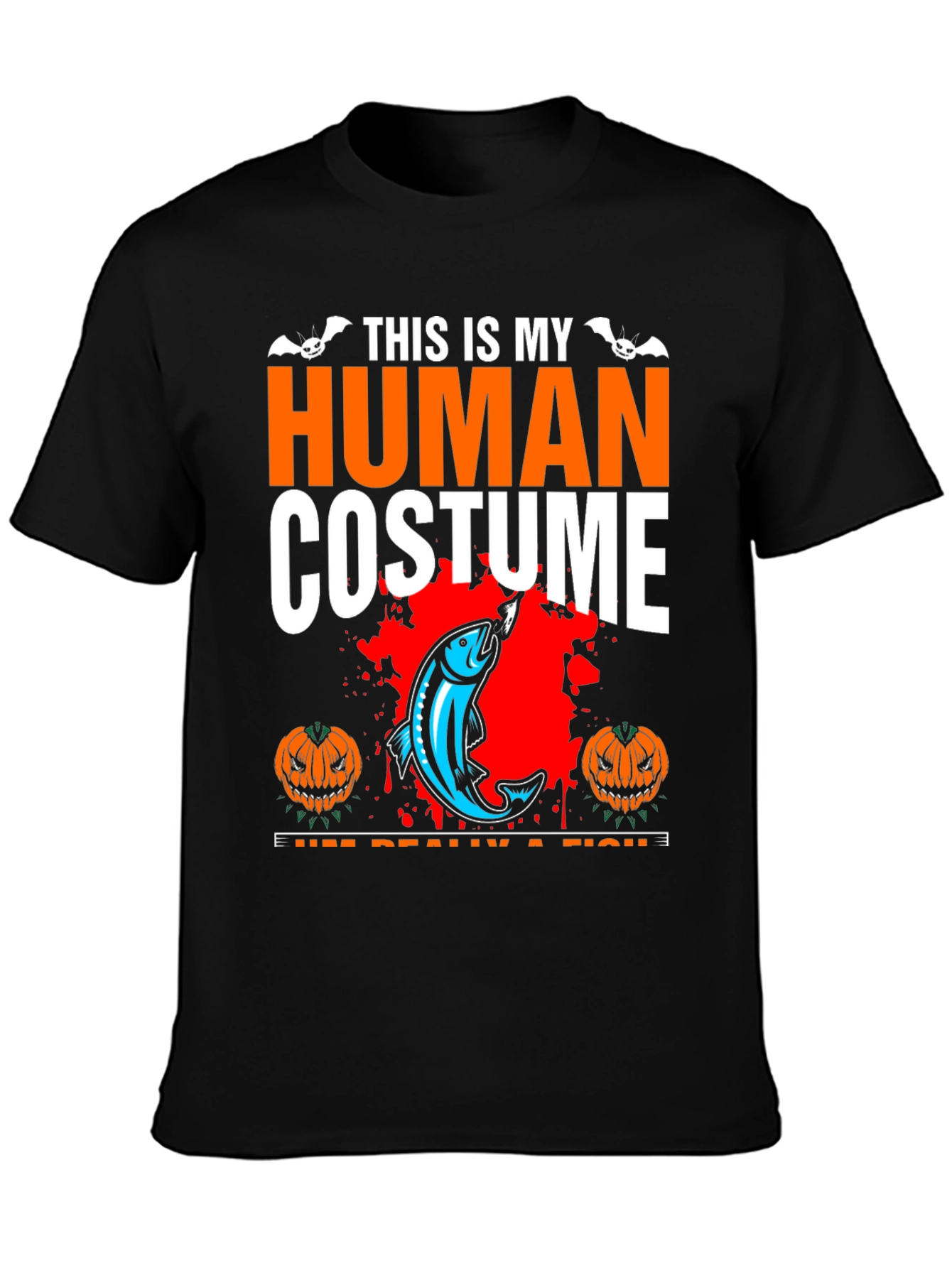 Human Costume Funny Fishing Halloween T-Shirt