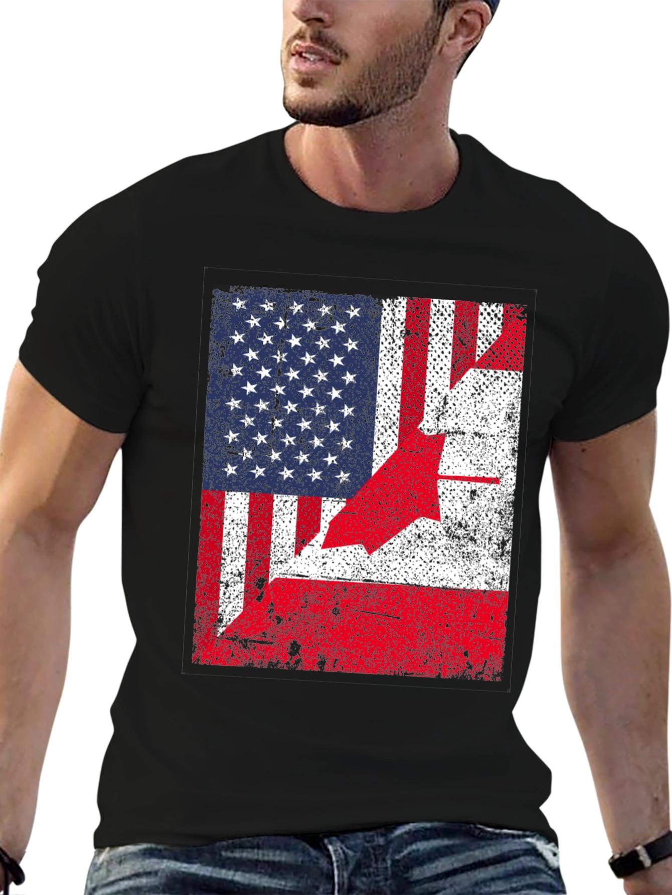 USA Canada Flag T-Shirt - Patriotic Design