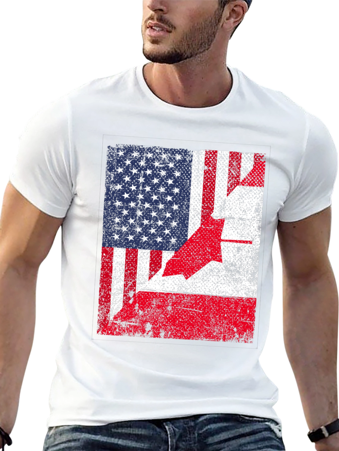USA Canada Flag T-Shirt - Patriotic Design