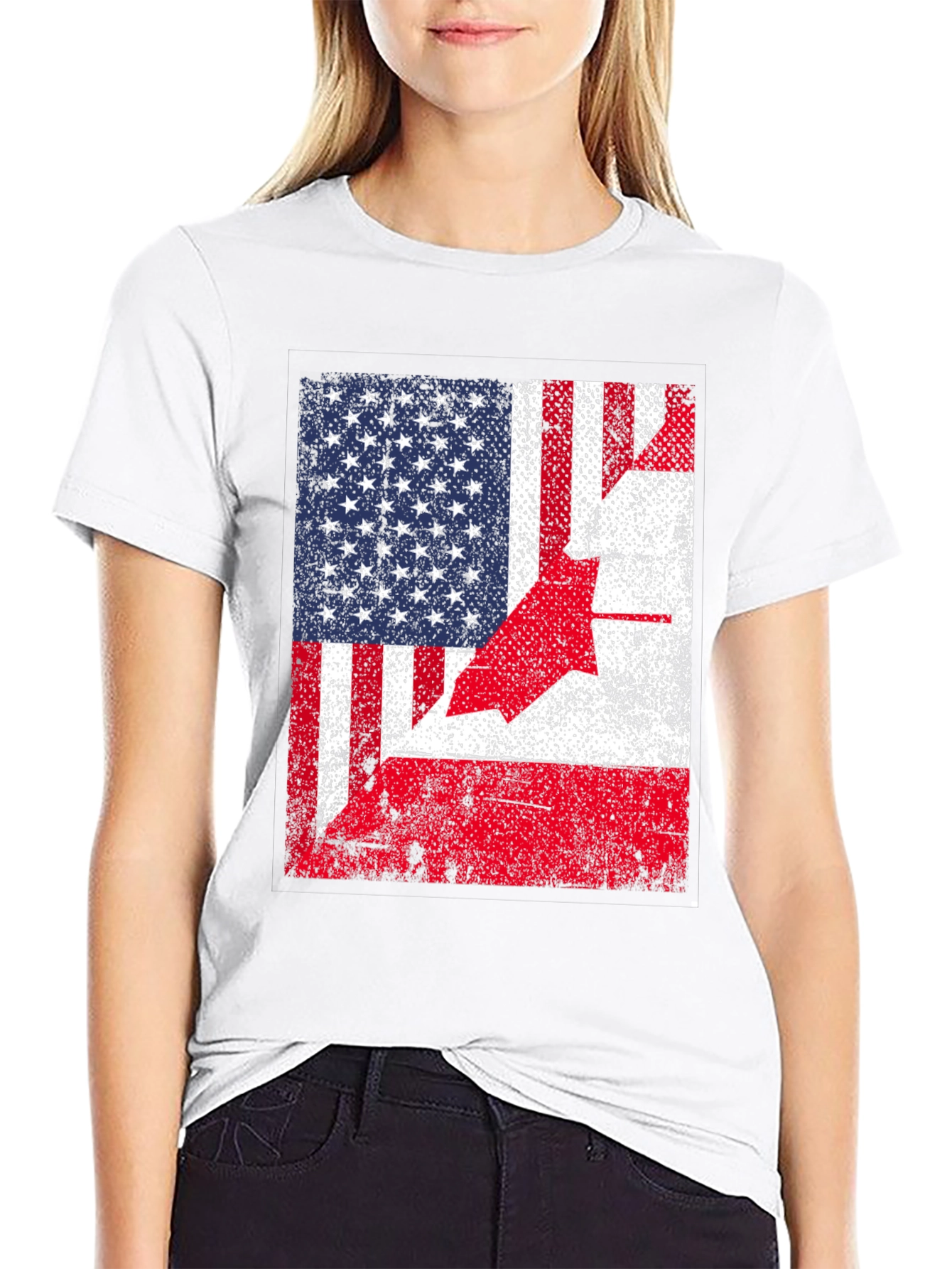 USA Canada Flag T-Shirt - Patriotic Design