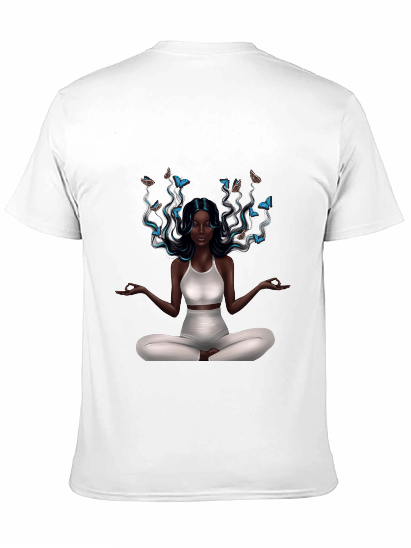 Zen Meditation Woman Butterfly Graphic T-Shirt