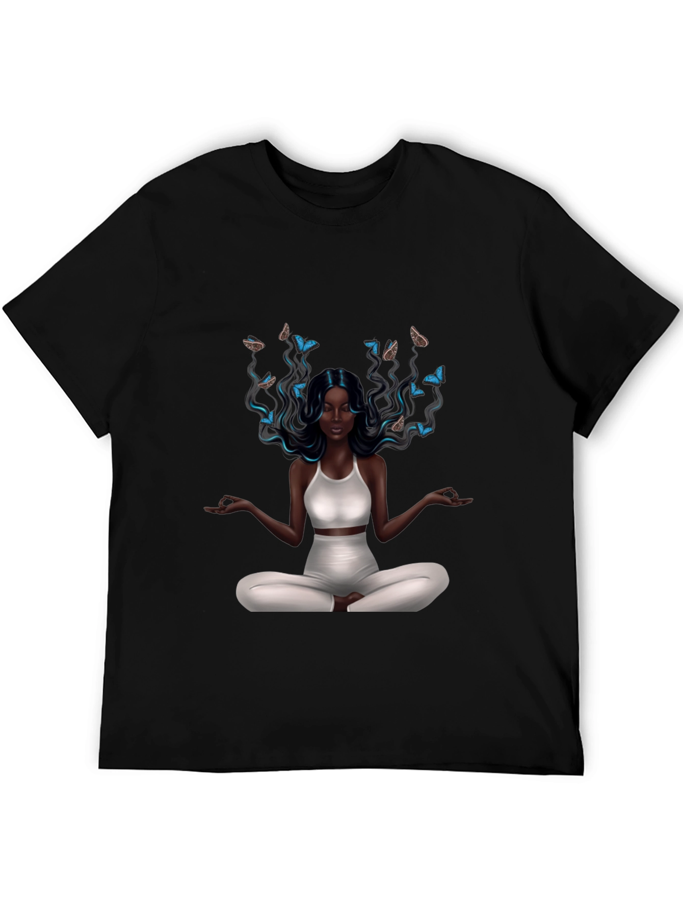 Zen Meditation Woman Butterfly Graphic T-Shirt