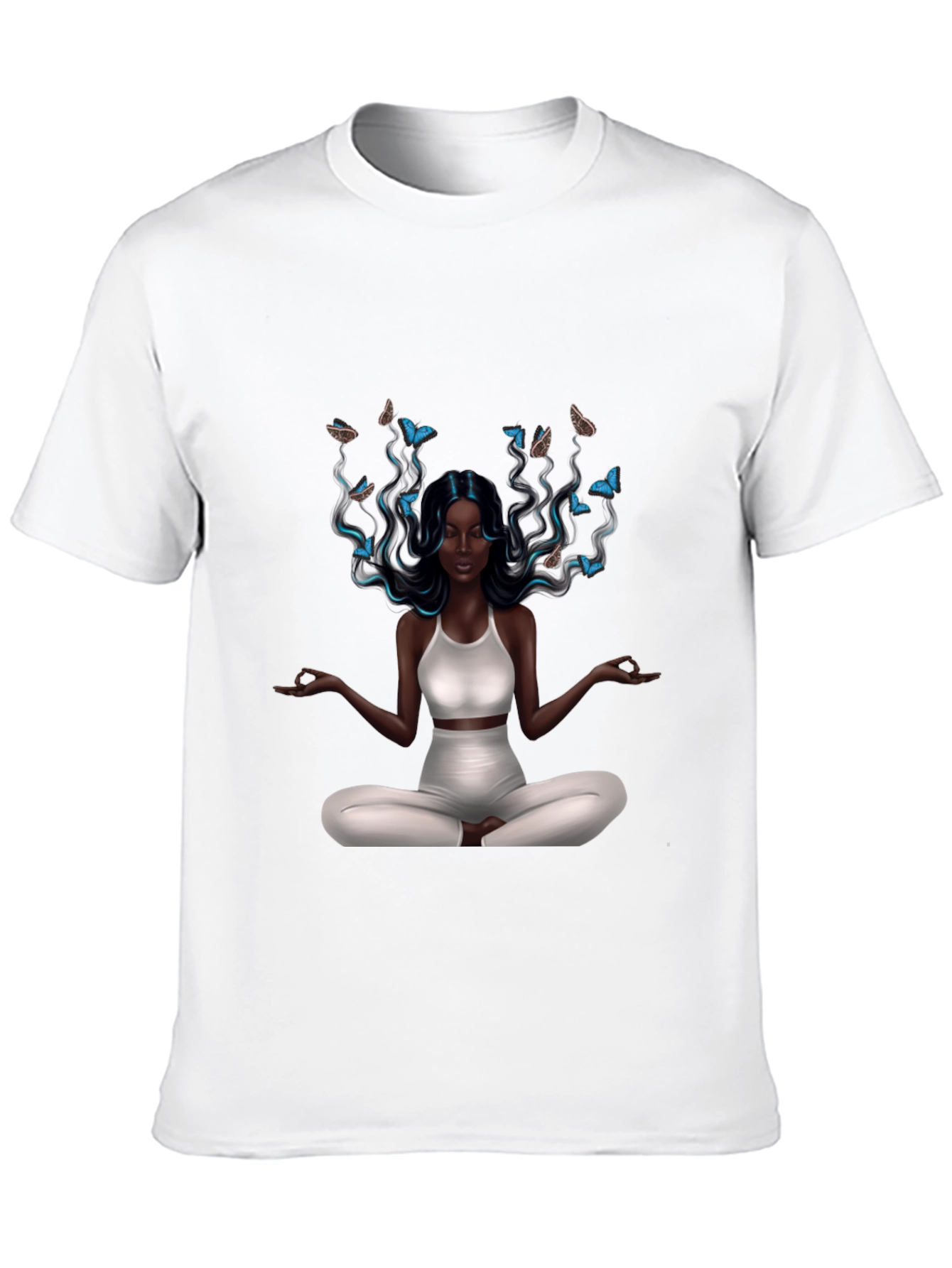 Zen Meditation Woman Butterfly Graphic T-Shirt