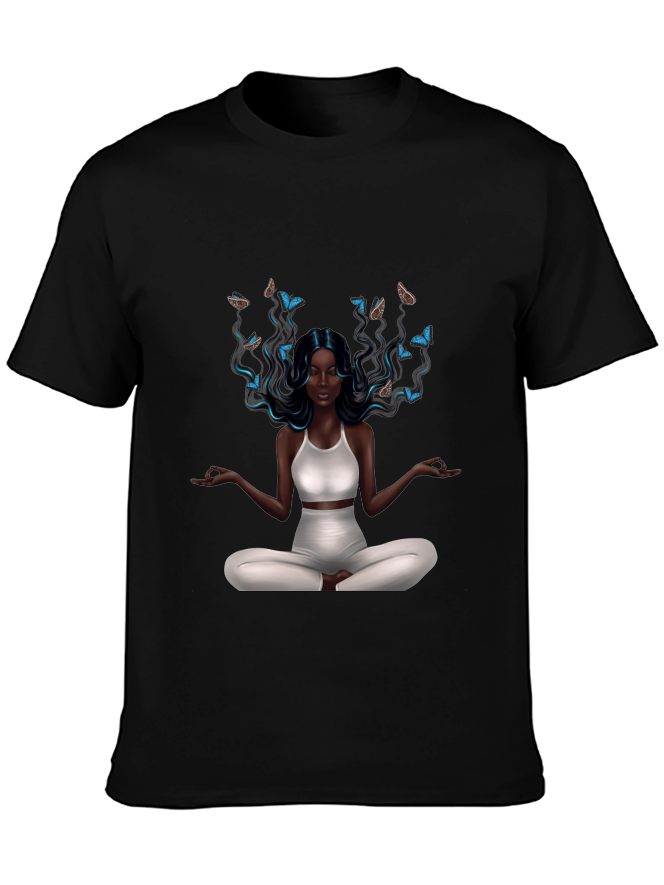 Zen Meditation Woman Butterfly Graphic T-Shirt