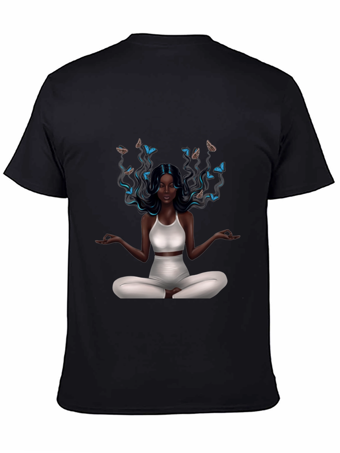 Zen Meditation Woman Butterfly Graphic T-Shirt