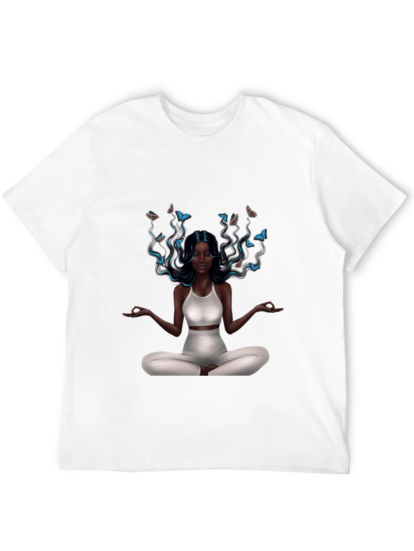 Zen Meditation Woman Butterfly Graphic T-Shirt