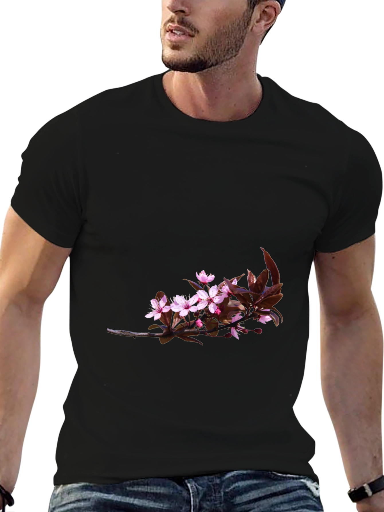 Black Floral T-Shirt for Men