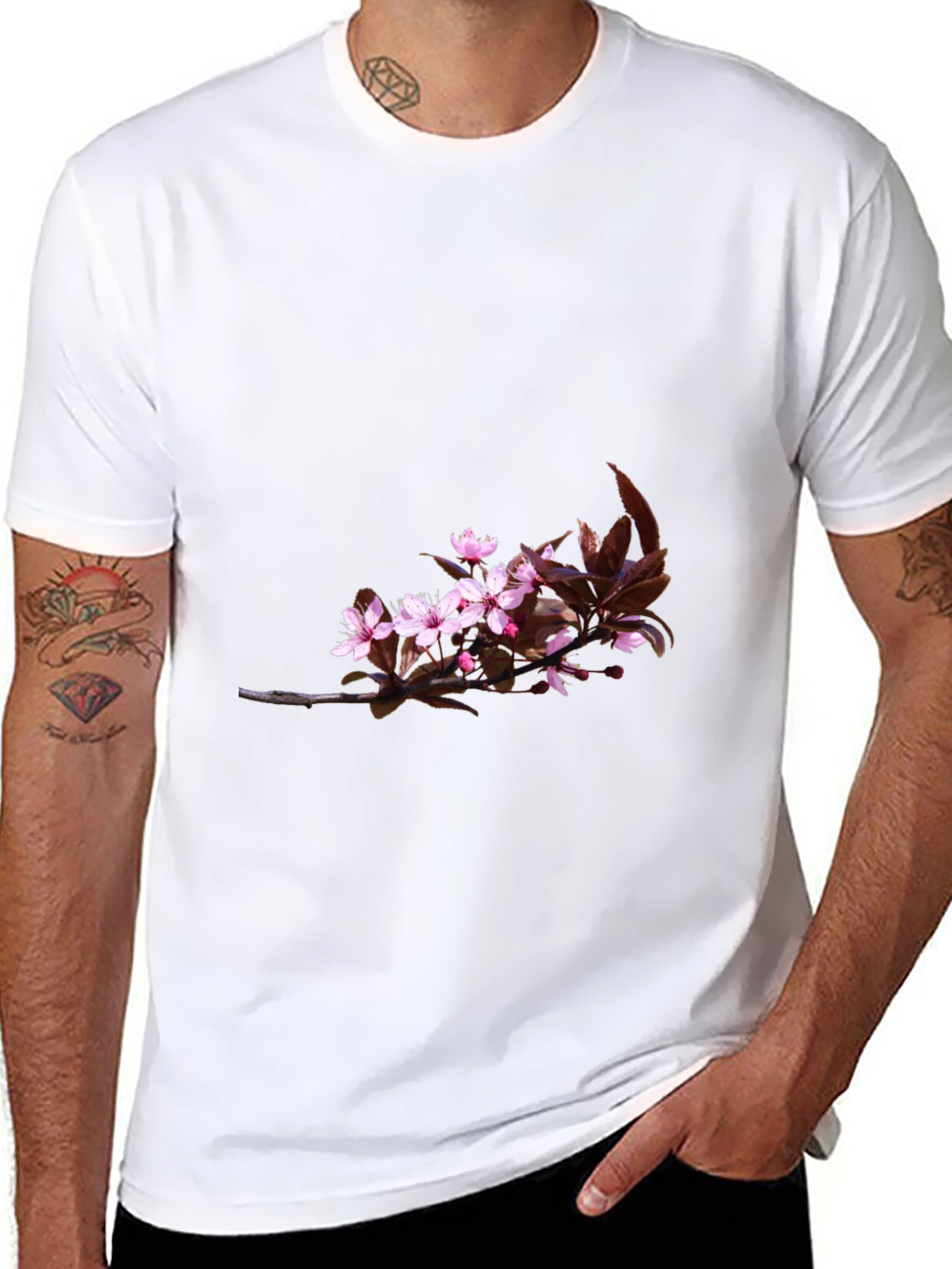 Black Floral T-Shirt for Men