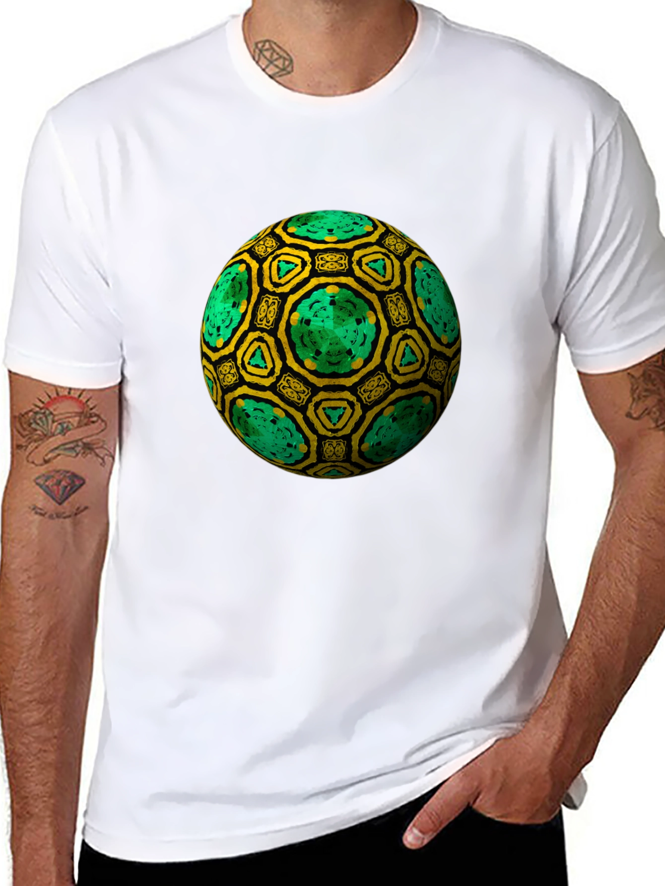 Geometric Sphere Graphic Black T-Shirt