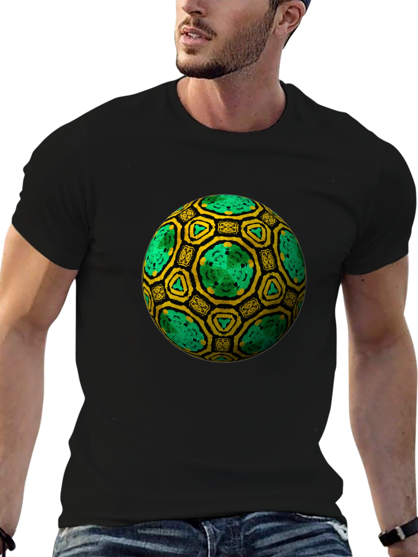 Geometric Sphere Graphic Black T-Shirt