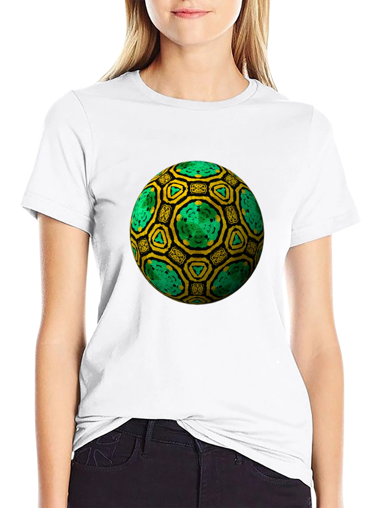 Geometric Sphere Graphic Black T-Shirt