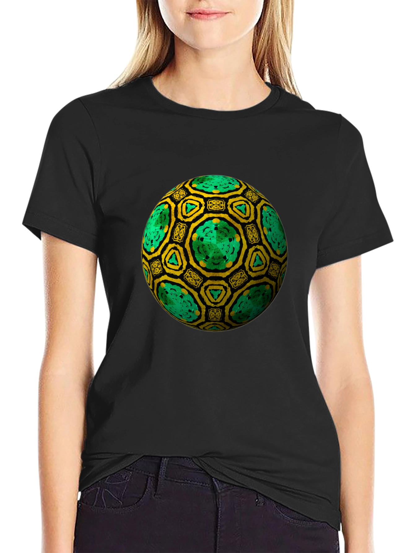Geometric Sphere Graphic Black T-Shirt