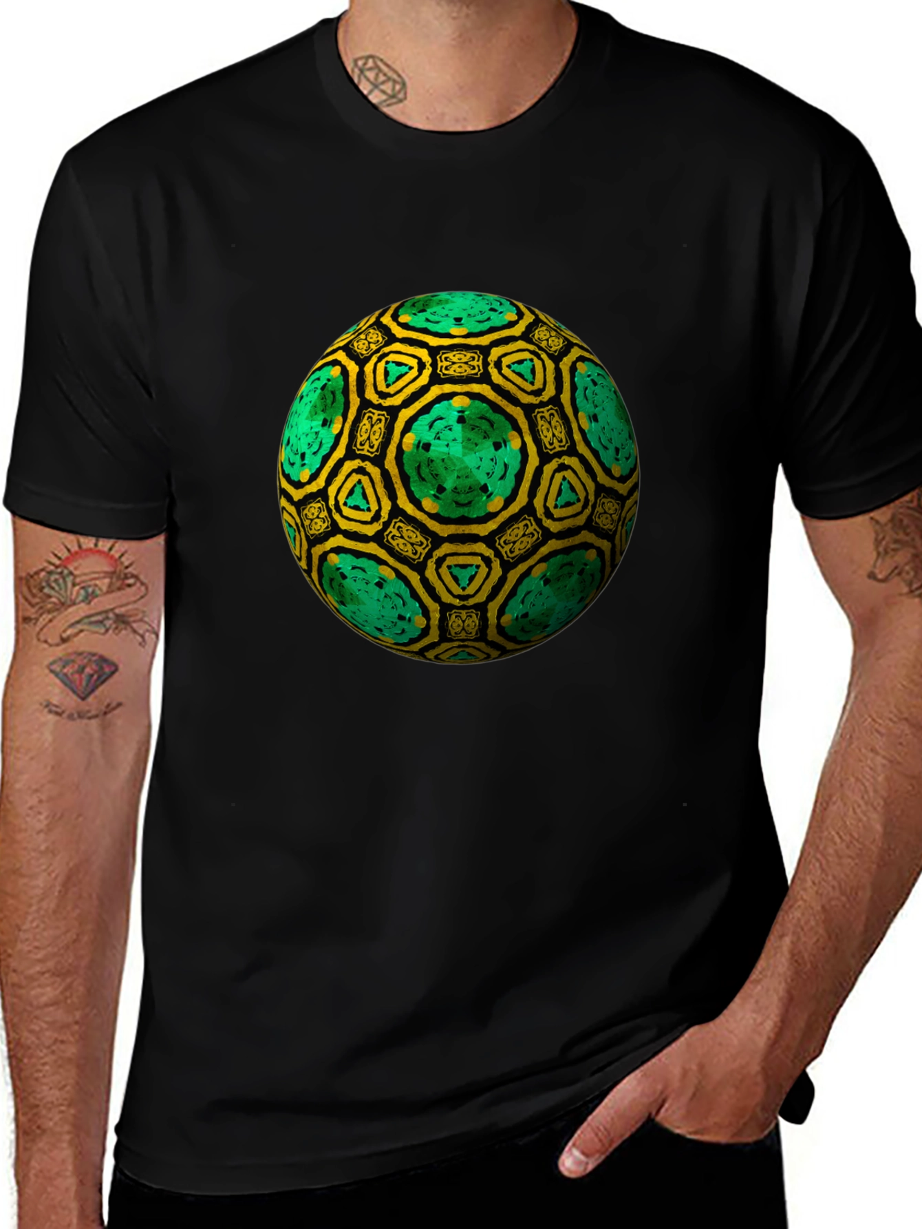 Geometric Sphere Graphic Black T-Shirt