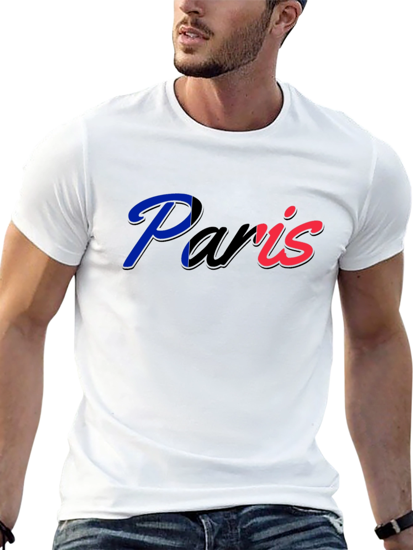 Paris France Graphic T-Shirt - Black Crew Neck Tee