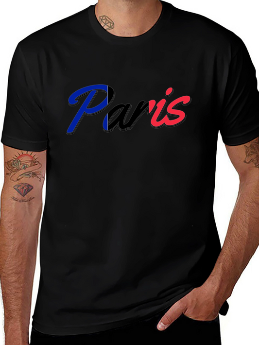 Paris France Graphic T-Shirt - Black Crew Neck Tee