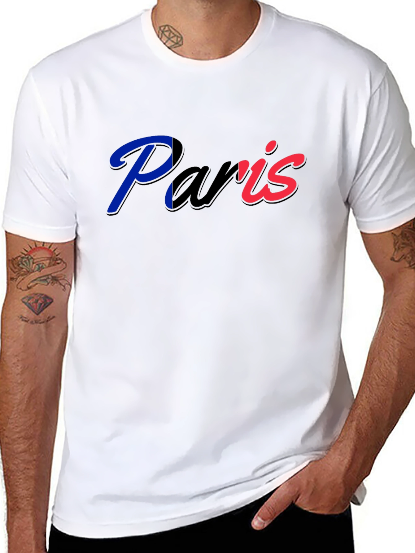 Paris France Graphic T-Shirt - Black Crew Neck Tee